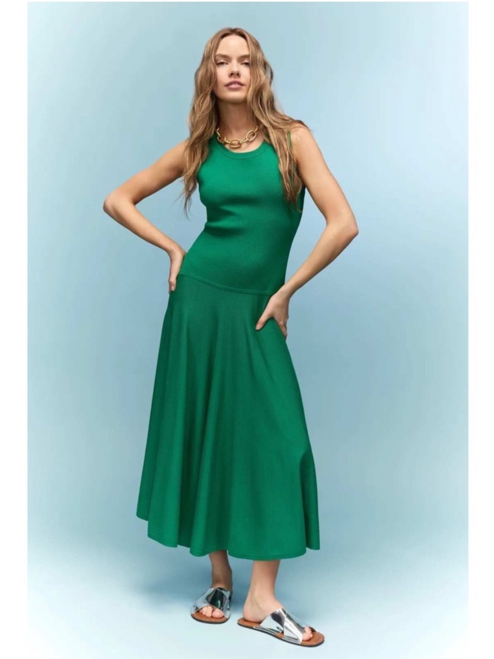 Plan C Knit Fit And Flare Midi Dress, Size: S